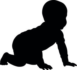 Baby crawling silhouette