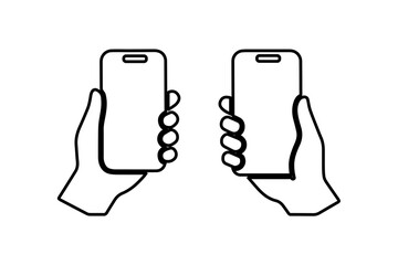 a hand holding mobile outline silhouette