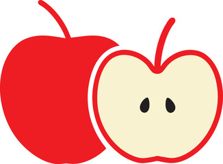 Red apple vector. Apple slices vector icon illustration. apple logo white background