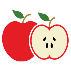 Red apple vector. Apple slices vector icon illustration. apple logo white background