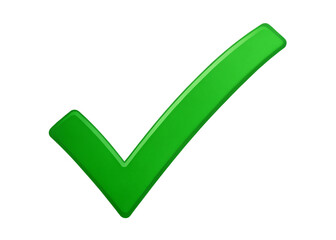 Bright green check mark symbol against a stark black background