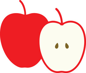 Red apple vector. Apple slices vector icon illustration. apple logo white background