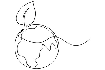Plant seed growth in soil represented by continuous one line vector drawing for eco awareness design
