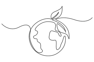 Plant seed growth in soil represented by continuous one line vector drawing for eco awareness design
