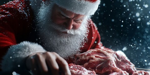Frozen Santa in deep thought over bloody situation.