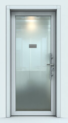 Stylish Office Door with Frosted Glass Panel and Centered Nameplate on Transparent Background

