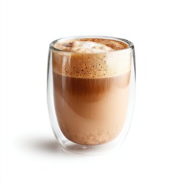 Glass cup of latte art