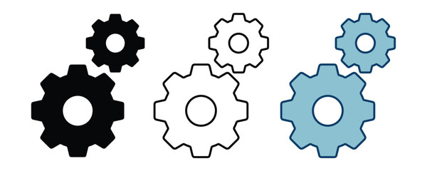 gear icon set vector on white background.