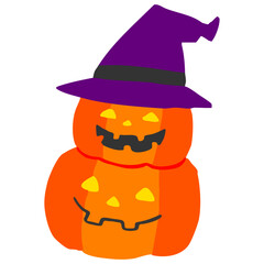 帽子をかぶっている２段のジャックオランタン
