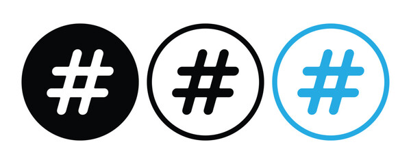 hashtag icon set vector on white background.