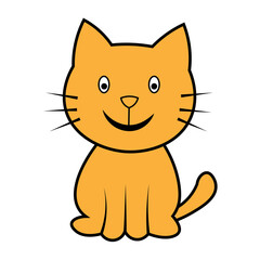 Cute Orange Cartoon Cat Sitting Illustration