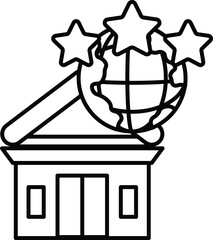 A building with a globe and stars on top of it