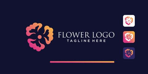Creative flower logo with modern concept premium vector