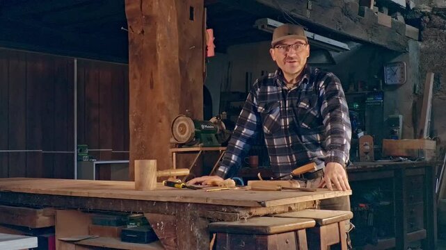 carpenter working in workshop
