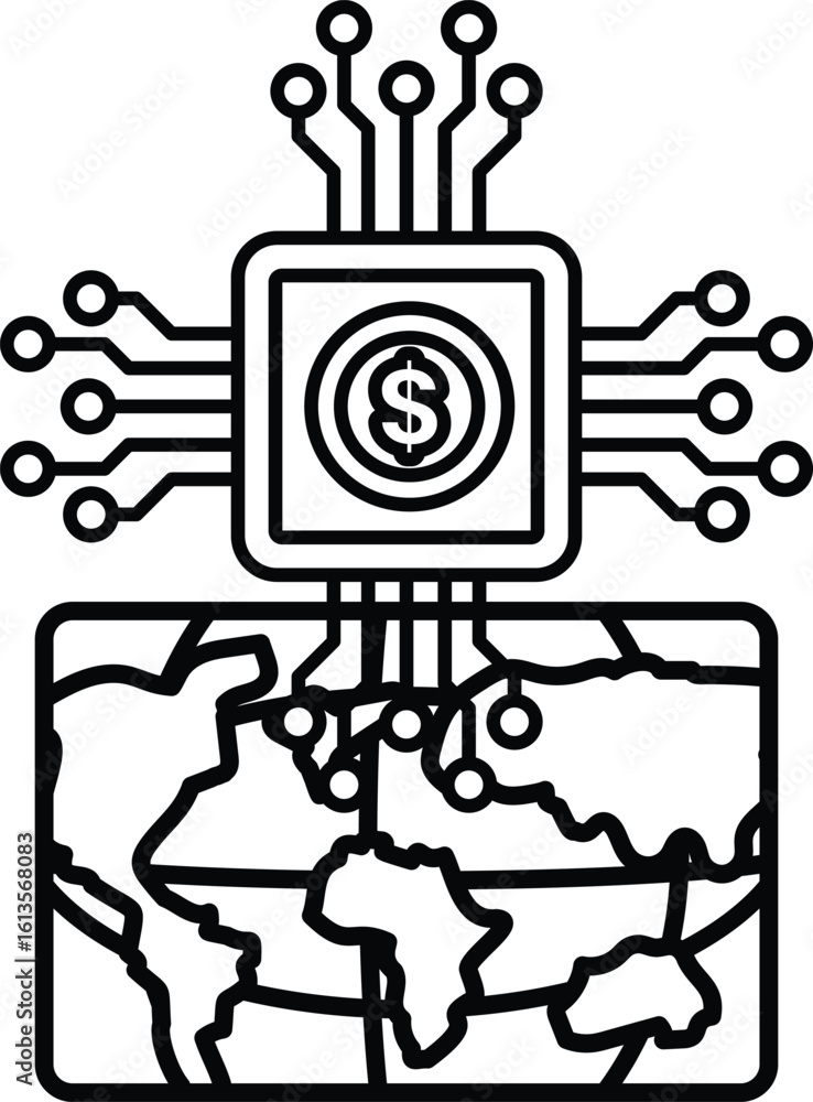 Poster a black and white image of a computer chip with a dollar sign on it