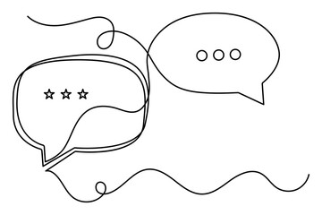 Speech bubble continuous one line drawing of isolated outline vector icon