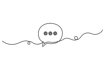 Speech bubble continuous one line drawing of isolated outline vector icon