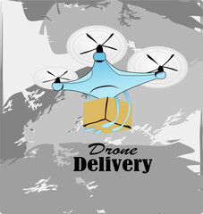 Unmanned Aircraft System (UAV) Quadcopter Drone Carrying Food Packages