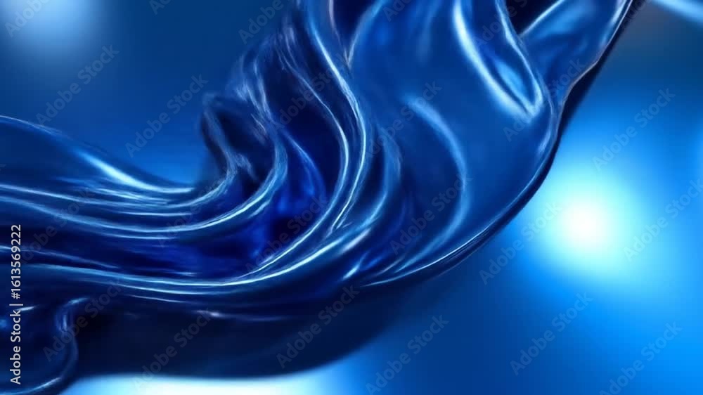 Poster abstract deep blue silk fabric with flowing waves smooth texture shiny surface elegant background an