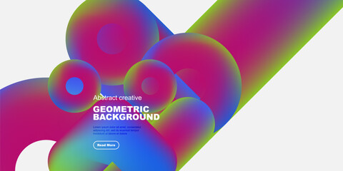 Vibrant overlapping circles create dynamic abstract composition. Gradient colors blend, forming modern visual experience.