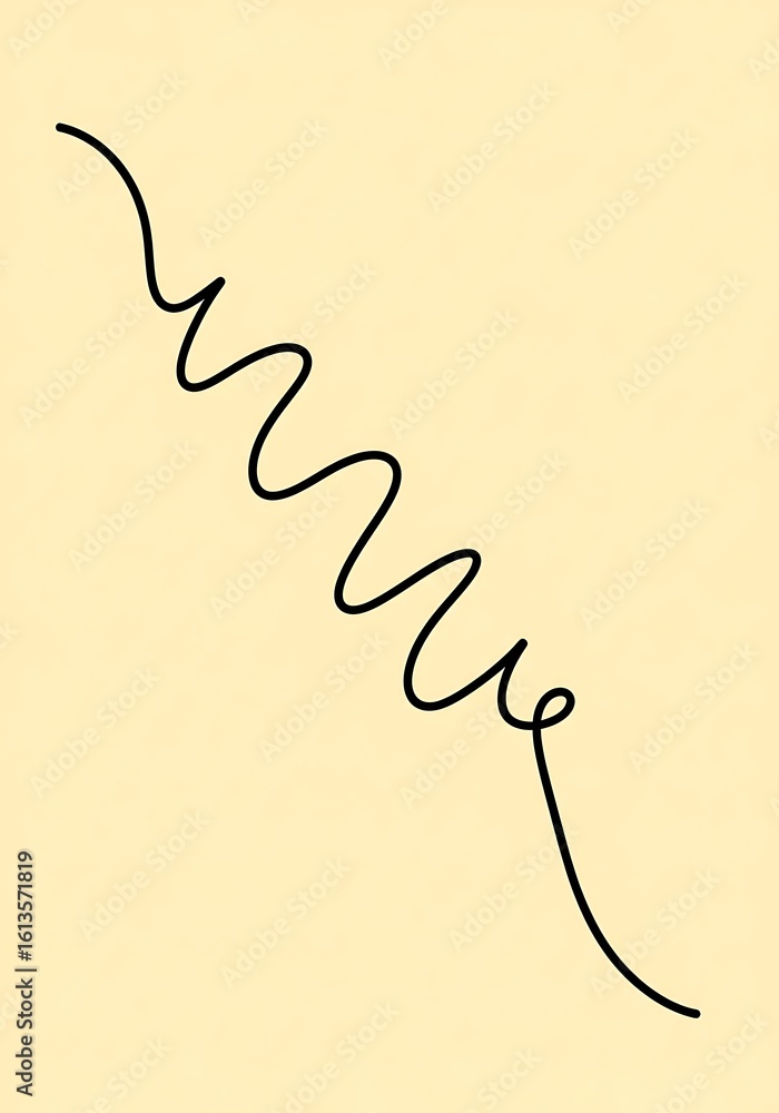 Poster abstract line art: single continuous stroke creating a wavy and curvy design