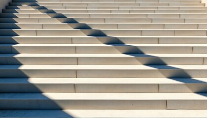 Obraz premium Symmetrical concrete stairs cast sharp edged shadows, minimalist design, contrast, geometric shapes