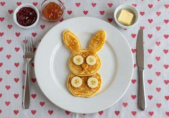 Adorable bunny shaped pancakes for a fun breakfast treat