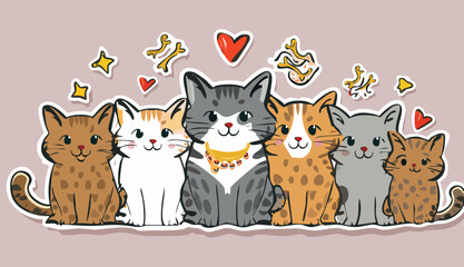 Cute cat illustration vector prints sticker