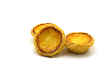 Egg tart the delicious crispy bakery on  white background