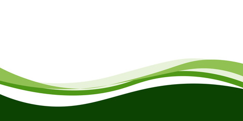 Abstract green wave background, Vector green line background curve element with white space for text and message design, overlapping layers.