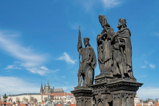Prague Charles Bridge Saints Norbert of Xanten Wenceslas and Sigismund Statues
