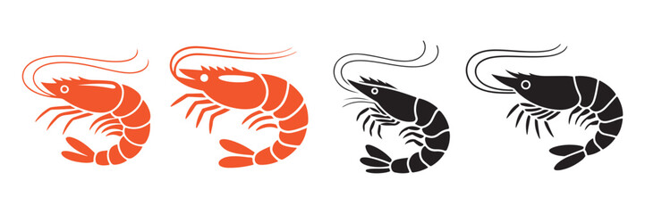 Fried shrimp vector. Black shrimp icon