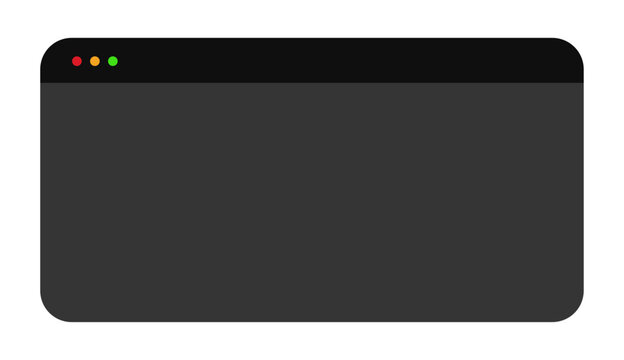 Minimalist dark terminal window with color control buttons in top left corner. Simple grey and black layered interface for coding, programming, and developer UI design.