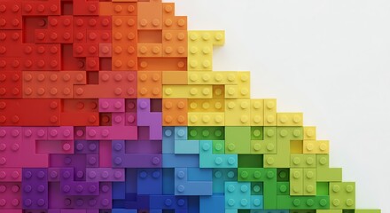Colorful Mosaic of Rainbow Blocks Depicting Creativity and Organization