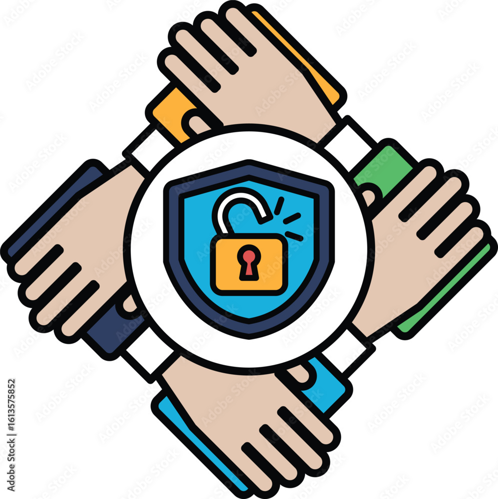 Poster the shield is a symbol of protection and unity