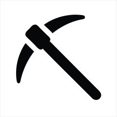 Pickaxe or pick axe digging tool flat vector icon  on white background
