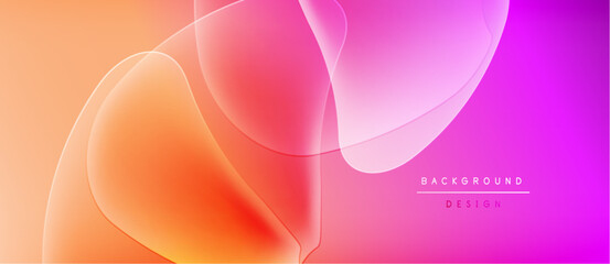 Abstract fluid shapes blend orange, pink hues. Gradient background creates modern design element. Soft curves suggest movement, energy.