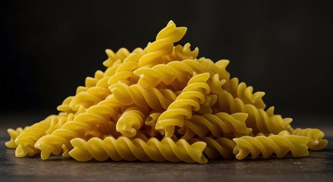 Spiral pasta on black