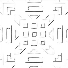  3d relief tiles.Vector pattern with symmetrical elements. Modern stylish abstract texture. Repeating tiles from striped elements. Black and white pattern.