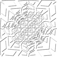  3d relief tiles.Vector pattern with symmetrical elements. Modern stylish abstract texture. Repeating tiles from striped elements. Black and white pattern.