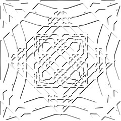  3d relief tiles.Vector pattern with symmetrical elements. Modern stylish abstract texture. Repeating tiles from striped elements. Black and white pattern.