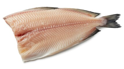 Raw sole fillet on a white background