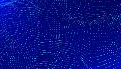 Abstract blue wave pattern of tiny dots on a dark blue background