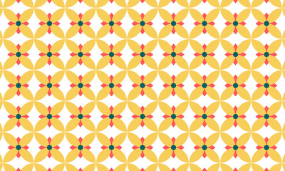 Seamless colorful geometric floral patterns with symmetrical repeating shapes suitable for backgrounds and textile designs