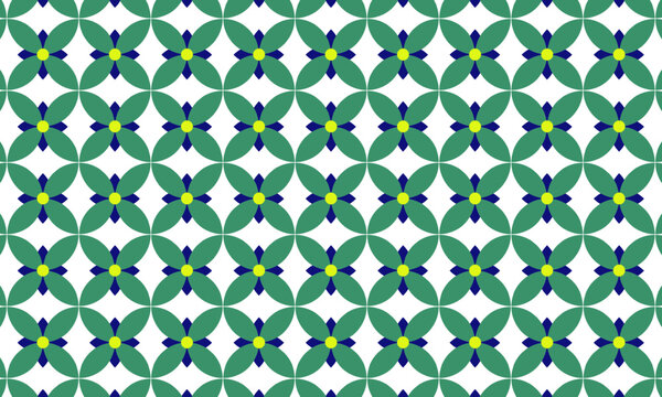Fototapeta Seamless colorful geometric floral patterns with symmetrical repeating shapes suitable for backgrounds and textile designs