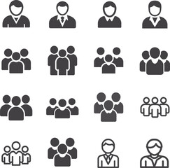 People Icon Set. Flat Vector Icons of Users, Groups, Teams, Crowd, Community, Profile, Avatar, and Human Symbols. Flat Illustration for Web, App, Business, and Social UI Design