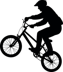 Fototapeta premium Bmx rider silhouette performing wheelie