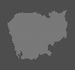 Fototapeta premium Cambodia map dot on gray background. Dotted map Kingdom of Cambodia. Vector eps 10.