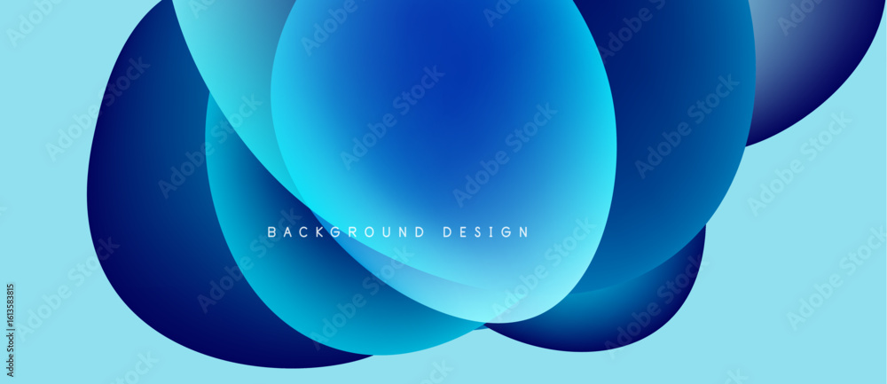 Aufkleber abstract blue shapes overlap, creating dynamic gradient effect. light background enhances visual dep