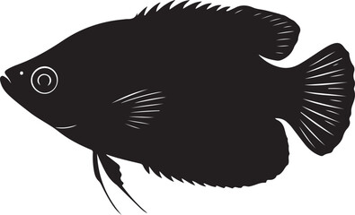Licorice Gourami Solid Vector Silhouette
